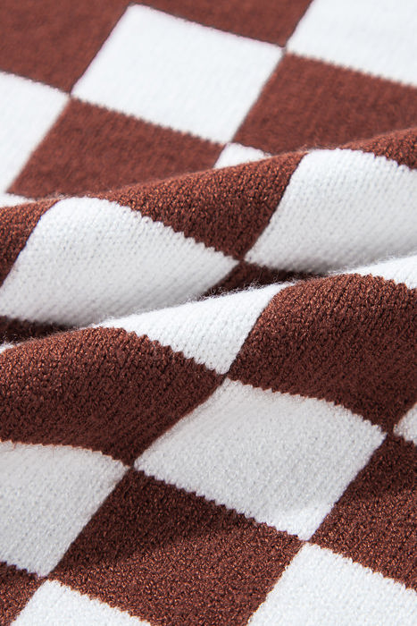 HIDDEN GEMS | Checker Round Neck Drop Shoulder Sweater