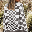  HIDDEN GEMS | Checker Round Neck Drop Shoulder Sweater