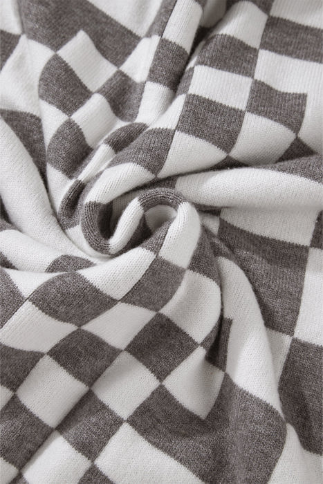 HIDDEN GEMS | Checker Round Neck Drop Shoulder Sweater