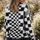  HIDDEN GEMS | Checker Round Neck Drop Shoulder Sweater