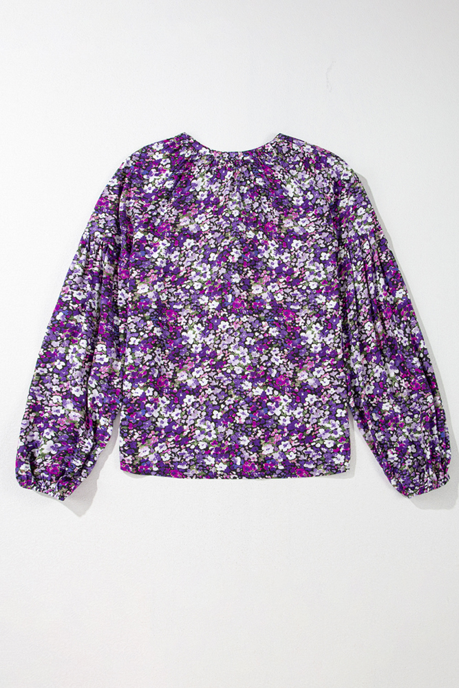 HIDDEN GEMS Floral Bishop Sleeve Blouse