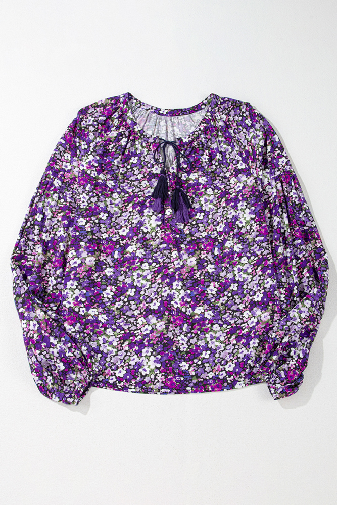 HIDDEN GEMS Floral Bishop Sleeve Blouse