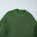  HIDDEN GEMS | Solid Textured Patchwork Knit Crewneck Sweater