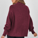  HIDDEN GEMS | Solid Textured Patchwork Knit Crewneck Sweater