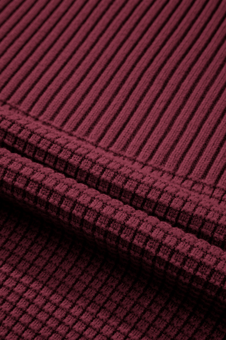 HIDDEN GEMS | Solid Textured Patchwork Knit Crewneck Sweater