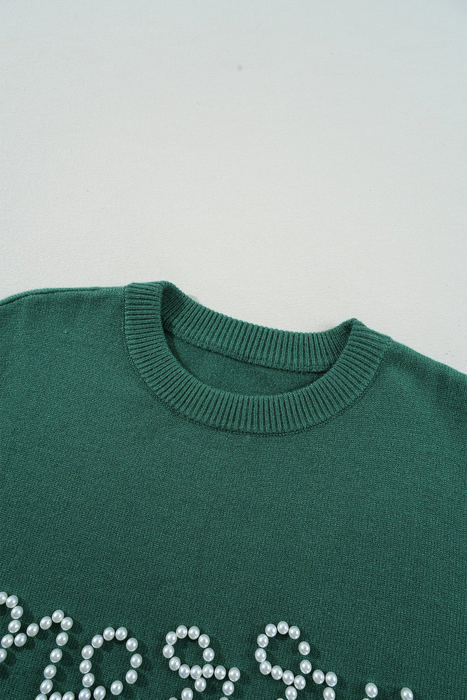 HIDDEN GEMS | Christmas Merry Pearl Beaded Sweater