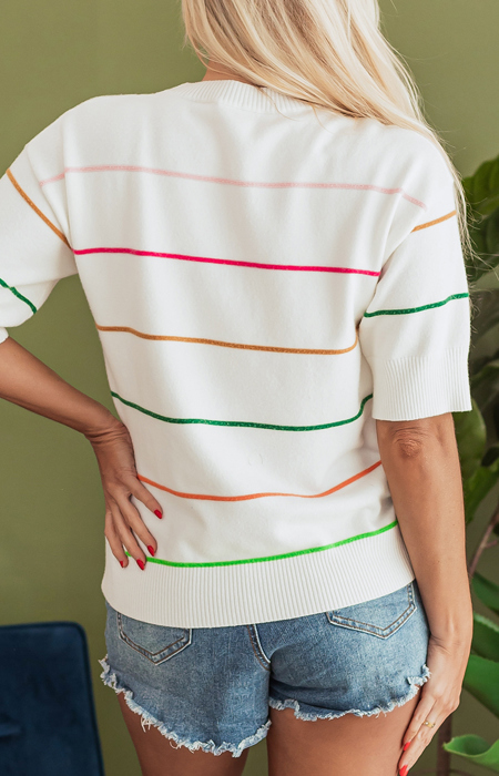 HIDDEN GEMS Colorful Stripe Knit Top