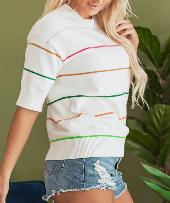 HIDDEN GEMS Colorful Stripe Knit Top