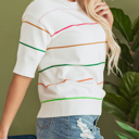  HIDDEN GEMS Colorful Stripe Knit Top