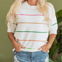  HIDDEN GEMS Colorful Stripe Knit Top