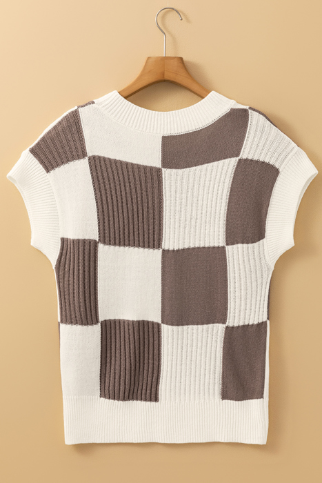 HIDDEN GEMS Checkered Knitted Top