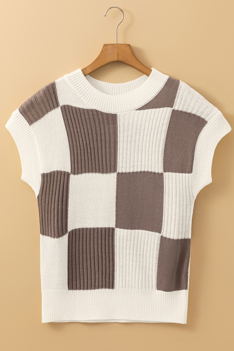 HIDDEN GEMS Checkered Knitted Top