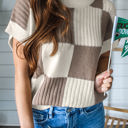  HIDDEN GEMS Checkered Knitted Top