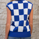  HIDDEN GEMS | Checker Round Neck Sleeveless Sweater
