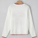  HIDDEN GEMS | Christmas Bow Colorblock Long Sleeve Sweater