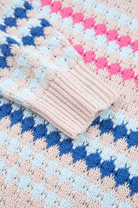 HIDDEN GEMS | Stripe Eyelet Knit Drop Shoulder Sweater