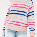  HIDDEN GEMS | Stripe Eyelet Knit Drop Shoulder Sweater