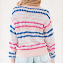  HIDDEN GEMS | Stripe Eyelet Knit Drop Shoulder Sweater