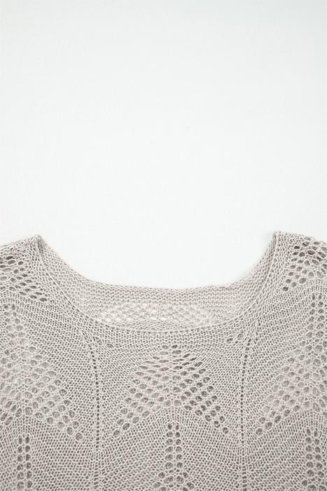 HIDDEN GEMS | Hollowed Knit 3/4 Sleeve Sweater