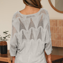 Hollowed Knit 3/4 Sleeve Sweater