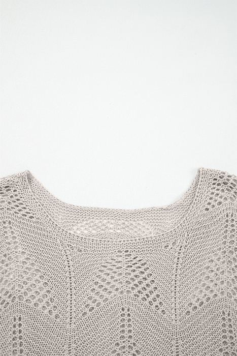 Hollowed Knit 3/4 Sleeve Sweater