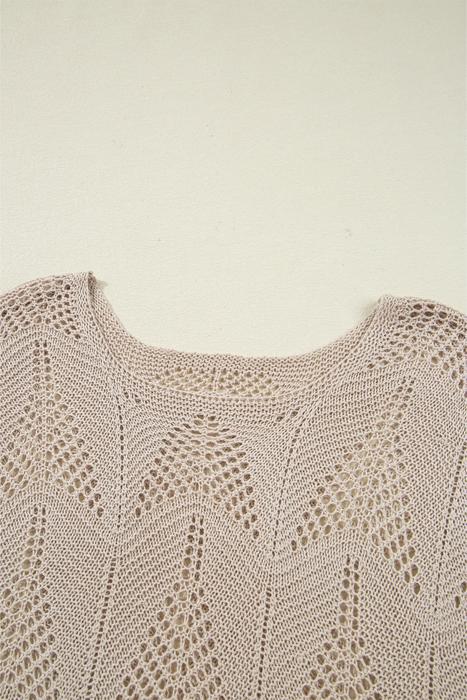 HIDDEN GEMS | Hollowed Knit 3/4 Sleeve Sweater