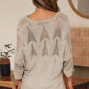  Hollowed Knit 3/4 Sleeve Sweater