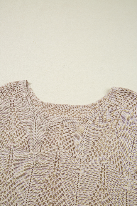 Hollowed Knit 3/4 Sleeve Sweater