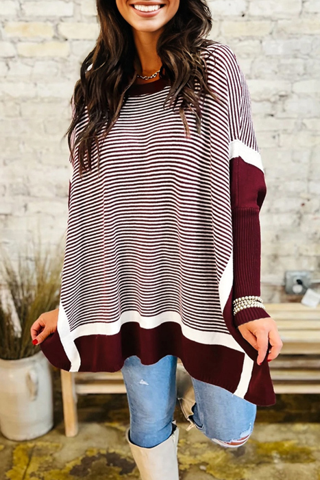 HIDDEN GEMS | Stripe Colorblock Dolman Sleeve Sweater