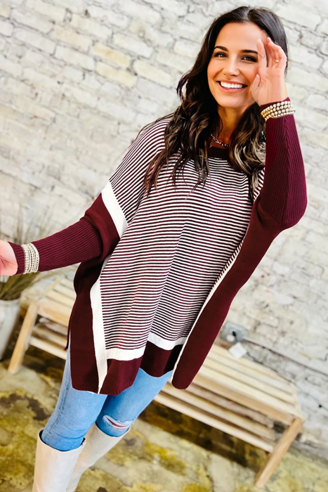 HIDDEN GEMS | Stripe Colorblock Dolman Sleeve Sweater
