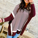  HIDDEN GEMS | Stripe Colorblock Dolman Sleeve Sweater