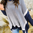  HIDDEN GEMS | Stripe Colorblock Dolman Sleeve Sweater