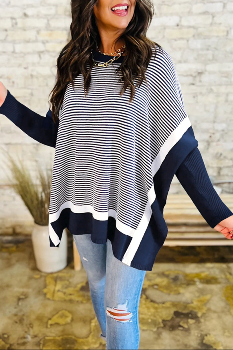 HIDDEN GEMS | Stripe Colorblock Dolman Sleeve Sweater