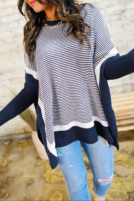 HIDDEN GEMS | Stripe Colorblock Dolman Sleeve Sweater