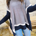  HIDDEN GEMS | Stripe Colorblock Dolman Sleeve Sweater