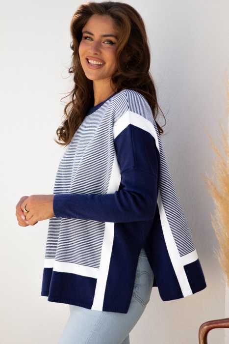 HIDDEN GEMS | Stripe Colorblock Dolman Sleeve Sweater