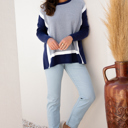  HIDDEN GEMS | Stripe Colorblock Dolman Sleeve Sweater