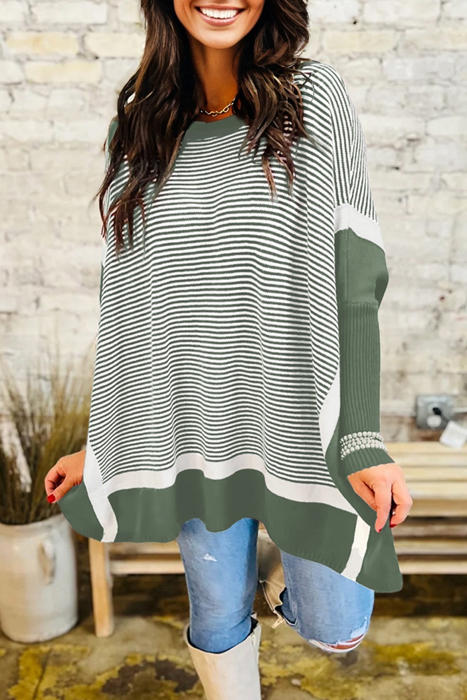 HIDDEN GEMS | Stripe Colorblock Dolman Sleeve Sweater