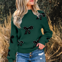  HIDDEN GEMS | Bow Pearl Embellished Drop Shoulder Sweater