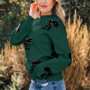  HIDDEN GEMS | Bow Pearl Embellished Drop Shoulder Sweater