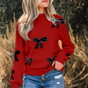  HIDDEN GEMS | Bow Pearl Embellished Drop Shoulder Sweater