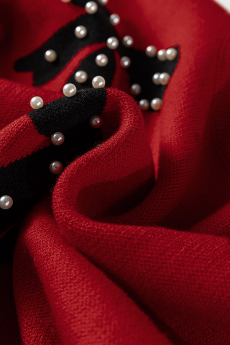 HIDDEN GEMS | Bow Pearl Embellished Drop Shoulder Sweater