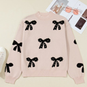  HIDDEN GEMS | Bow Pearl Embellished Drop Shoulder Sweater
