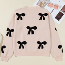  HIDDEN GEMS | Bow Pearl Embellished Drop Shoulder Sweater