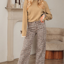  HIDDEN GEMS | Leopard Bow Split Cuff Sweater