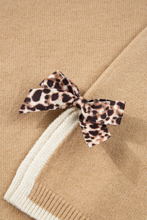 HIDDEN GEMS | Leopard Bow Split Cuff Sweater