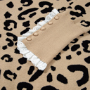  HIDDEN GEMS | Leopard Lace Trim Buttoned Cuff Sweater
