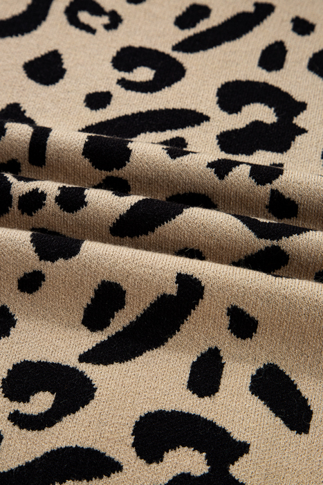 HIDDEN GEMS | Leopard Lace Trim Buttoned Cuff Sweater