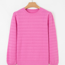  HIDDEN GEMS | Solid Knit Ribbed Cuff Crewneck Sweater