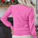  HIDDEN GEMS | Solid Knit Ribbed Cuff Crewneck Sweater